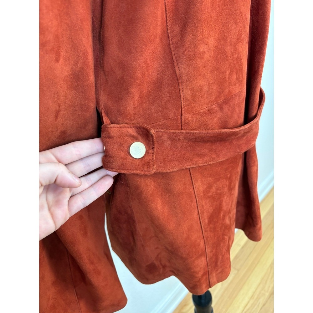 Y2K Vintage Adrienne's Vittadini Orange Suede Jacket Size 8 Made In Italy Chic - Picture 5 of 9
